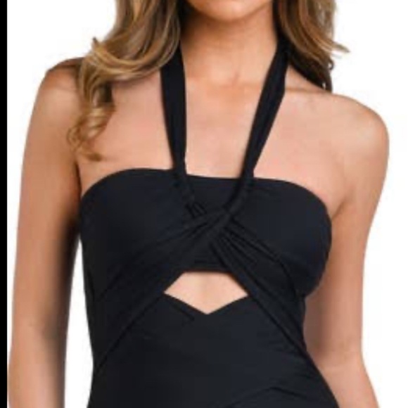 La Blanca Island Goddess Draped Bandeau One-Piece Swimsuit - Picture 2 of 11